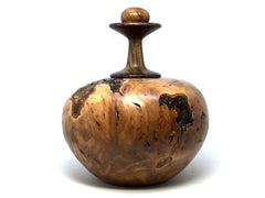 LV-4363  Cotoneaster Burl & Black Chacate Lidded Vessel-Threaded