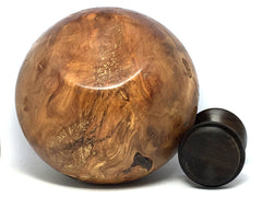 LV-4363  Cotoneaster Burl & Black Chacate Lidded Vessel-Threaded