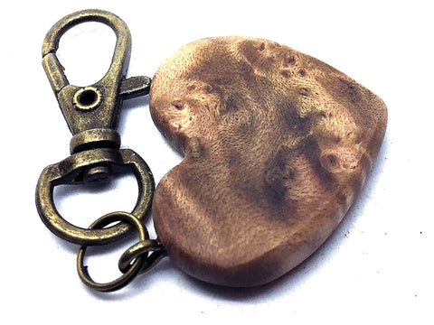 LV-4369 Pacific Dogwood Burl Wooden Heart Shaped Charm, Keychain, Wedding Favor-HAND CARVED