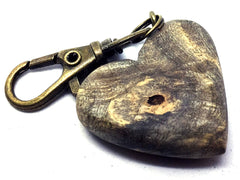 LV-4370 California Buckeye Burl Wooden Heart Shaped Charm, Keychain, Unique Hand Made