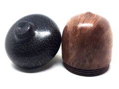 LV-4406  Redwood Burl & Black Palm Acorn Pill Box, Engagement Ring Box-SCREW CAP