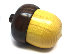 LV-4419 Osage Orange & Black Walnut Hand Turned Wooden Acorn Jewelry Box, Keepsake-SCREW CAP