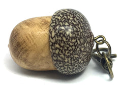 LV-4422 Black Locust Burl & Betel Nut Acorn Pendant Box, Pill Fob -SCREW CAP