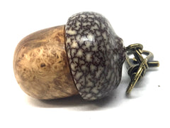 LV-4431 Black Ash Burl & Betel Nut Acorn Pendant Box, Pill Fob -SCREW CAP