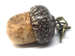 LV-4431 Black Ash Burl & Betel Nut Acorn Pendant Box, Pill Fob -SCREW CAP