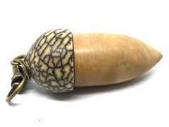 LV-4448 Japanese Sugi & Betel Nut Acorn Pendant Box, Keychain, Pill Fob-SCREW CAP