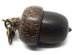 LV-4451 Mun Ebony & Black Palm Nut Acorn Pendant Box, Needlecase, Pill Holder-SCREW CAP