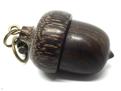 LV-4451 Mun Ebony & Black Palm Nut Acorn Pendant Box, Needlecase, Pill Holder-SCREW CAP