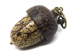 LV-4453 Mun Ebony & Yollilo Palm Nut Acorn Pendant Box, Charm, Pill Holder-SCREW CAP