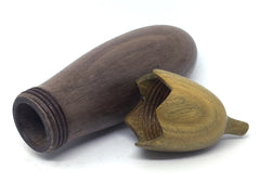 LV-4474  Blue Mahoe & Verawood Eggplant Threaded  Box, Needle Case-SCREW CAP