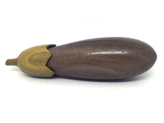 LV-4474  Blue Mahoe & Verawood Eggplant Threaded  Box, Needle Case-SCREW CAP