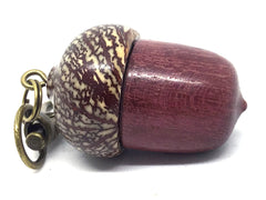 LV-4490  Purpleheart & Betelnut Acorn Box, Pill Holder, Compartment Pendant-SCREW CAP
