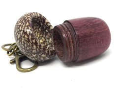 LV-4490  Purpleheart & Betelnut Acorn Box, Pill Holder, Compartment Pendant-SCREW CAP