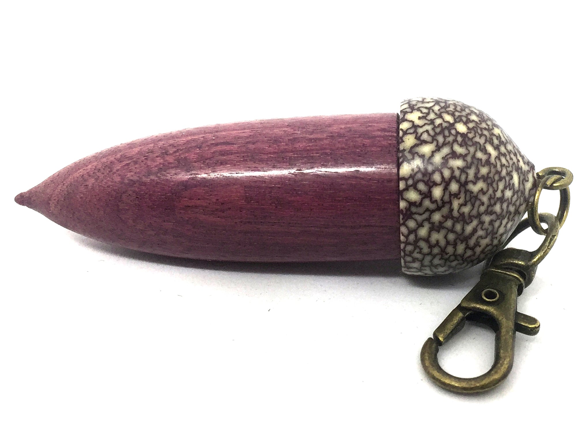 LV-4516  Purpleheart & Betelnut Acorn Box, Pill Holder, Compartment Pendant-SCREW CAP