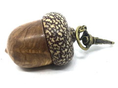 LV-4517  Olive Burl & Betelnut Acorn Pendant Box, Charm, Pill Holder-SCREW CAP