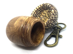 LV-4517  Olive Burl & Betelnut Acorn Pendant Box, Charm, Pill Holder-SCREW CAP