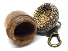 LV-4517  Olive Burl & Betelnut  Acorn Box, Pill Holder, Compartment Pendant-SCREW CAP