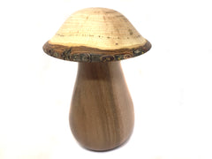 LV-4523  Golden Rain Tree cap with Dogwood stalk Wooden Mushroom Keepsake Box, Pill, Jewelry Box-SCREW CAP