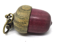 LV-4528  Purpleheart & Verawood Acorn Key Fob, Pill Holder, Memorial Pendant-SCREW CAP