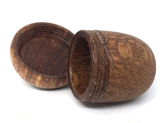 LV-4572  Fishtail Oak & Nigerian Rosewood Acorn Jewelry Box, Pill Box-SCREW CAP