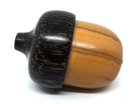 LV-4575 Peroba Rosa & Black Palm Acorn Wooden Pill Holder, Ring Box, -SCREW CAP