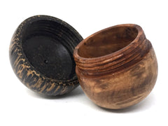 LV-4576 Morrocan Thuya Burl & Black Palm Acorn Box, Charm, Pill Holder-SCREW CAP