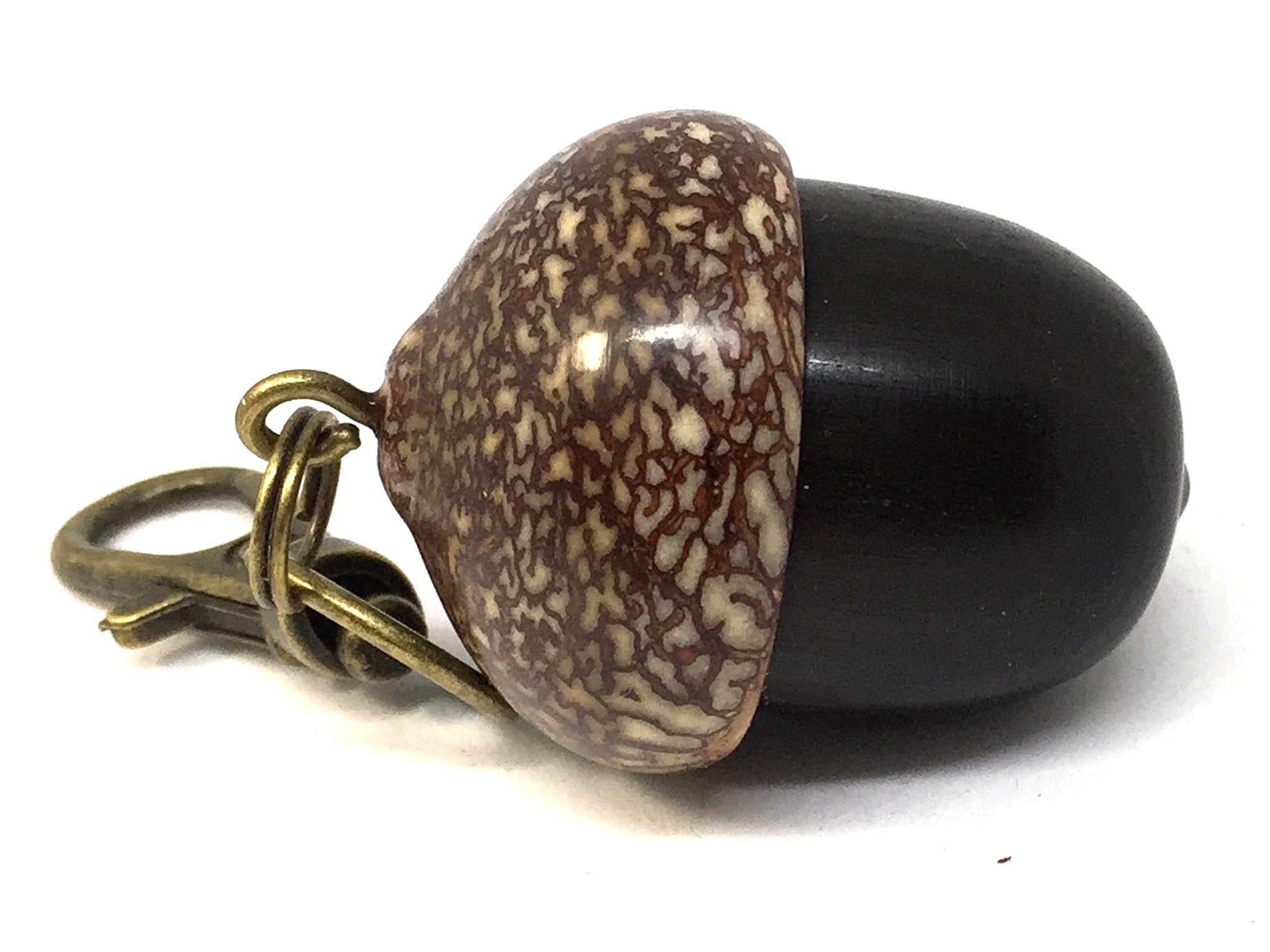 LV-4583  Mun Ebony & Betelnut Acorn Pendant Box,  Pill Holder-SCREW CAP