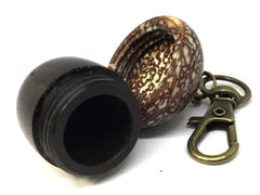 LV-4583  Mun Ebony & Betelnut Acorn Pendant Box,  Pill Holder-SCREW CAP