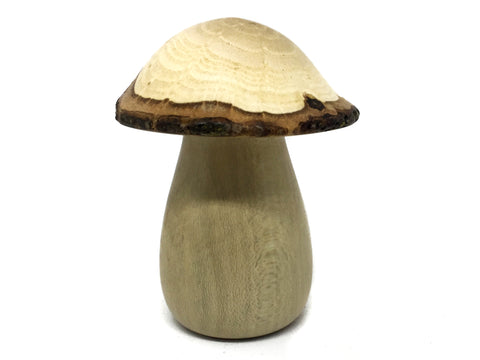 LV-4596 American Holly & Valley Oak Wooden Mushroom Keepsake Box, Pill, Jewelry Box-THREADED