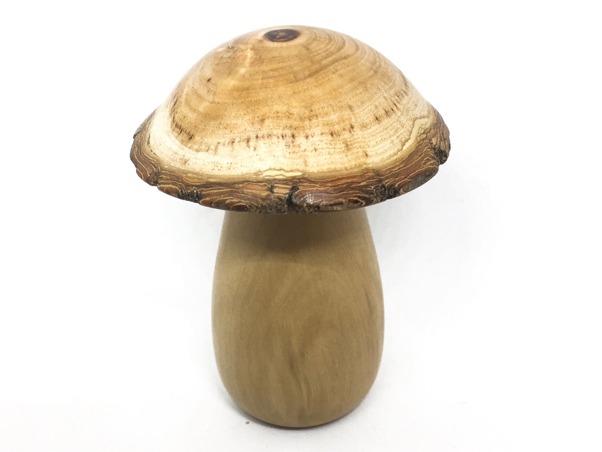LV-4599  Ivorywood & Golden Rain Tree Wooden Mushroom Box, Pill, Jewelry Box-THREADED CAP