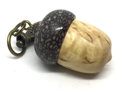 LV-4608 Masur Birch  and  Betel Nut Acorn Key Fob, Pill Holder, Compartment Pendant-SCREW CAP