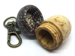 LV-4608 Masur Birch  and  Betel Nut Acorn Key Fob, Pill Holder, Compartment Pendant-SCREW CAP