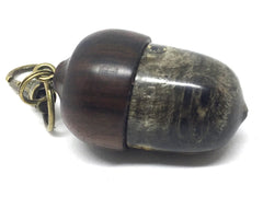 LV-4614 Acorn Pendant Box, Charm, Pill Holder from Buckeye Burl & Ebony-SCREW CAP