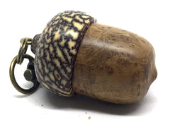 LV-4626 Teak Burl & Betelnut Wooden Acorn Key Fob, Pill Holder, Secret Compartment-SCREW CAP