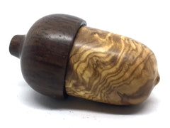 LV-4629  Olive Burl & Brown Ebony Acorn Box, Ring Box, Pill Holder-SCREW CAP