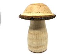 LV-4632  Golden Rain Tree cap with Hard Maple stalk Wooden Mushroom Keepsake Box, Pill, Jewelry Box-SCREW CAP