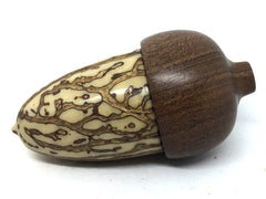 LV-4635 Raffia Palm Nut & Brown Ebony Acorn Pill Box, Engagement Ring Box-SCREW CAP