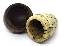 LV-4638 Raffia Palm Nut & Brown Ebony Acorn Pill Box, Engagement Ring Box-SCREW CAP