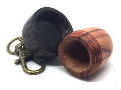 LV-4652 Tulipwood & Black Palm Acorn Pendant Jewelry, Ring Box, Pill Box-SCREW CAP