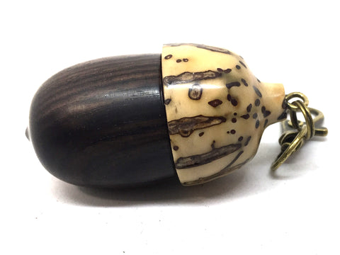 LV-4664 Mun Ebony & Black Palm Nut Acorn Pendant Box, Needlecase, Pill Holder-SCREW CAP