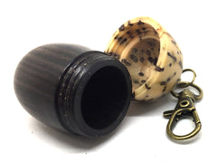 LV-4664 Mun Ebony & Black Palm Nut Acorn Pendant Box, Needlecase, Pill Holder-SCREW CAP