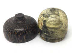 LV-4682   Buckeye Burl & Black Palm Acorn Pill Box, Engagement Ring Box-SCREW CAP