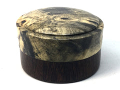 LV-4695 Buckeye Burl cap with Suriname Ironwood  Flat Box for Ring, Jewelry, Pills-SCREW CAP