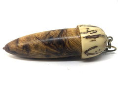 LV-4735  Desert Ironwood & Rafia Palm Nut Acorn Pendant Box, Charm, Pill Holder-SCREW CAP