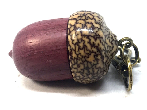 LV-4711  Purpleheart with Betelnut Acorn Pendant Box-Screw Cap