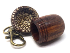 LV-4737 Cocobolo Rosewood & Betel Nut Acorn Pendant Box, Pill Fob, Secret Compartment-SCREW CAP