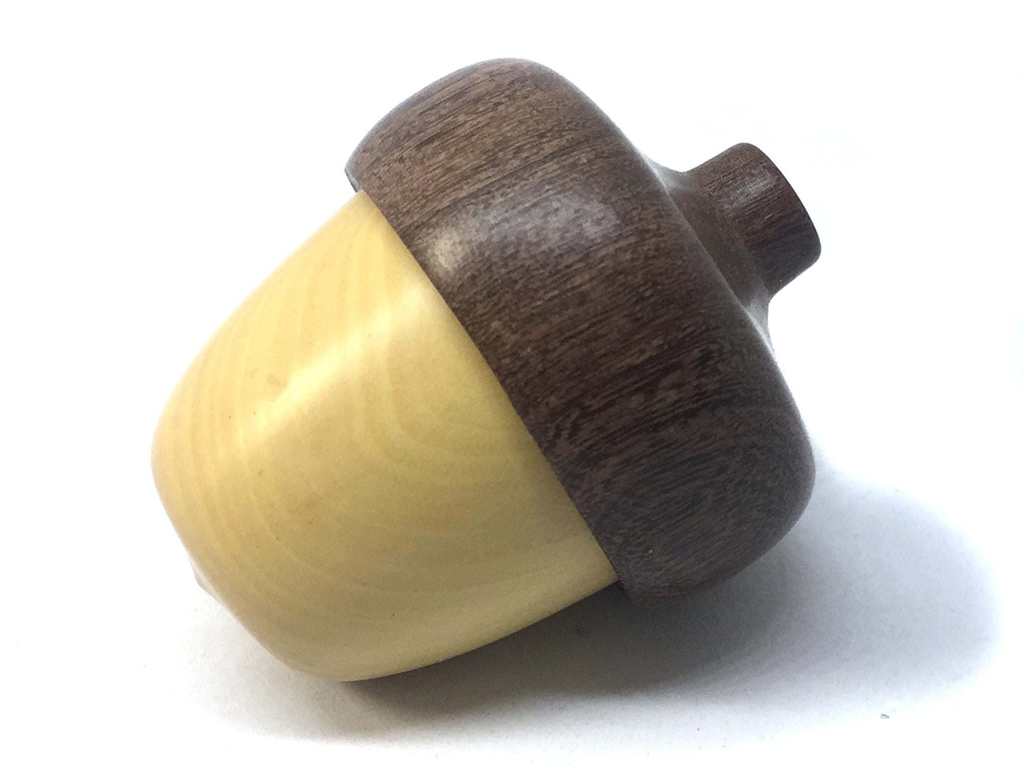 LV-4739 French Boxwood & Brown Ebony Acorn Pill Box, Engagement Ring Box-SCREW CAP
