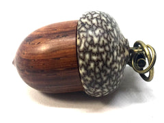 LV-4740 Cocobolo Rosewood & Betel Nut Acorn Pendant Box, Pill Fob, Secret Compartment-SCREW CAP