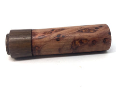 LV-4745 Redwood Burl & Suriname Ironwood Wooden Slim Box, Toothpick Holder, Needle Case-SCREW CAP