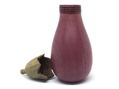 LV-4750  Purpleheart & Verawood Eggplant Threaded Box, Needle Case, Jewelry Box-SCREW CAP